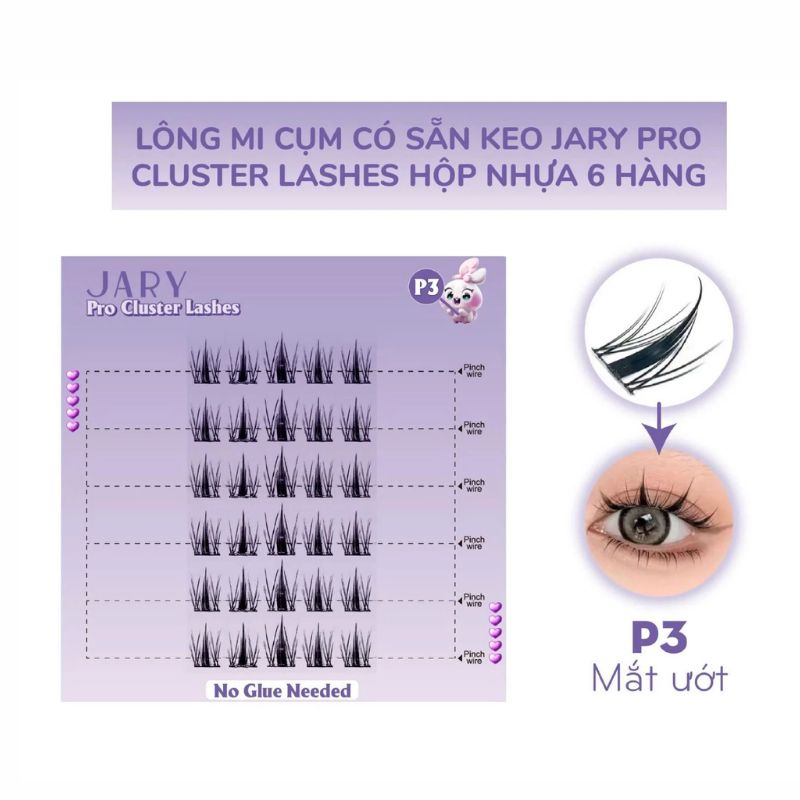 Lông Mi Giả Jary Pro Cluster Lashes Có Sẵn Keo- Fullbox P3 Mắt Ướt