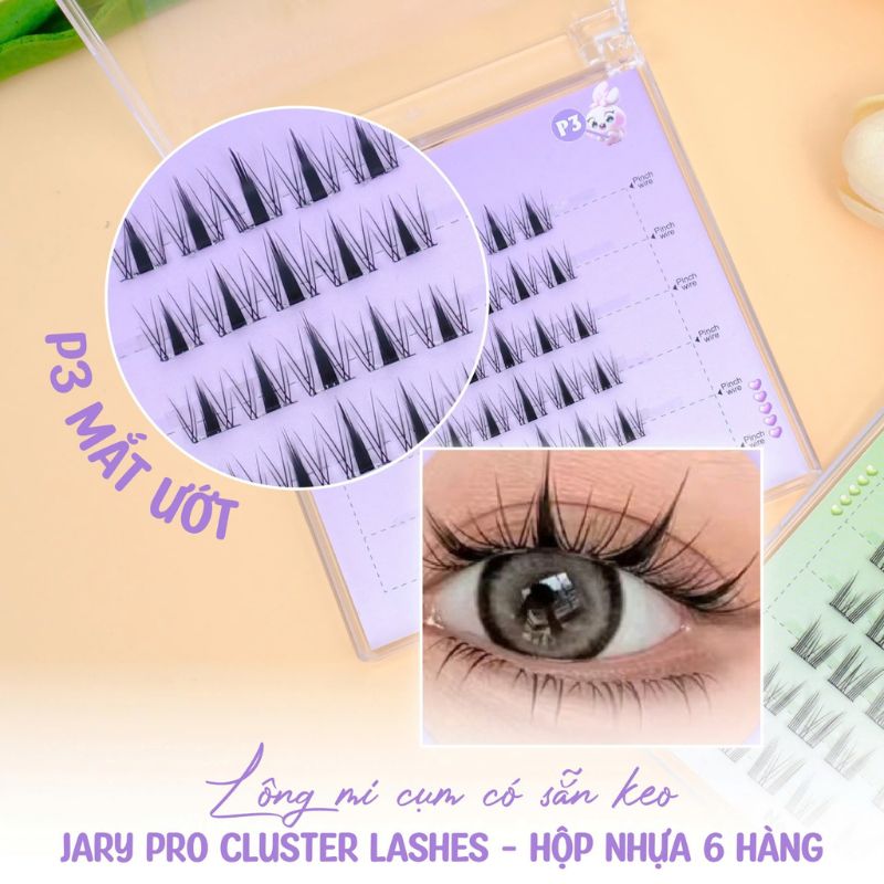 Lông Mi Giả Jary Pro Cluster Lashes Có Sẵn Keo- Fullbox P3 Mắt Ướt