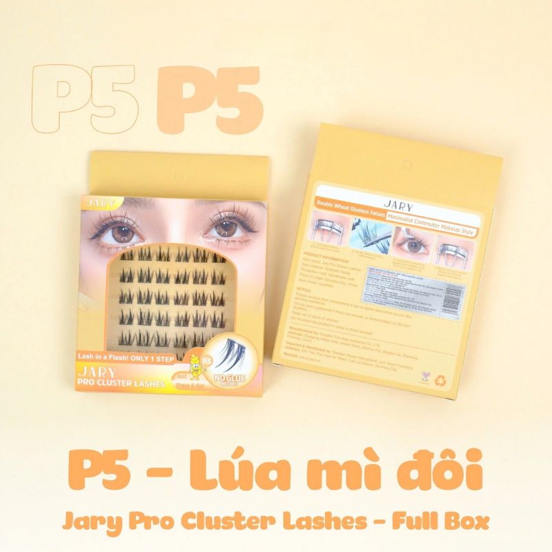 Lông Mi Giả Jary Pro Cluster Lashes Có Sẵn Keo - Fullbox P5 Lúa Mì Đôi