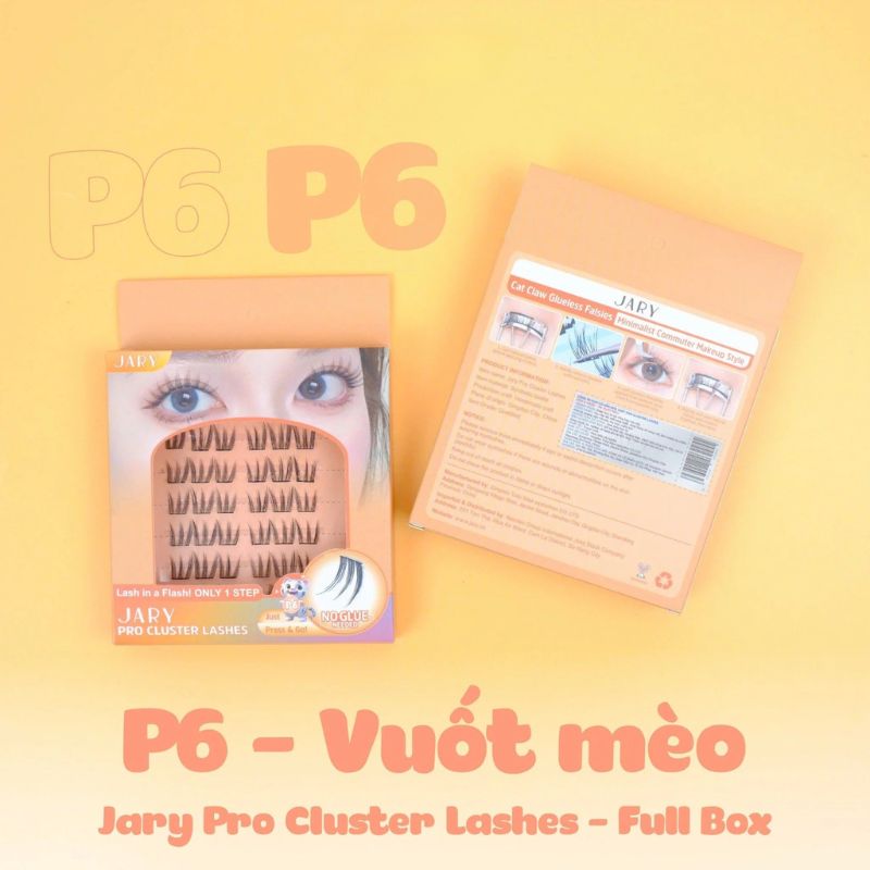 Lông Mi Giả Jary Pro Cluster Lashes Có Sẵn Keo - Fullbox P6 Vuốt Mèo