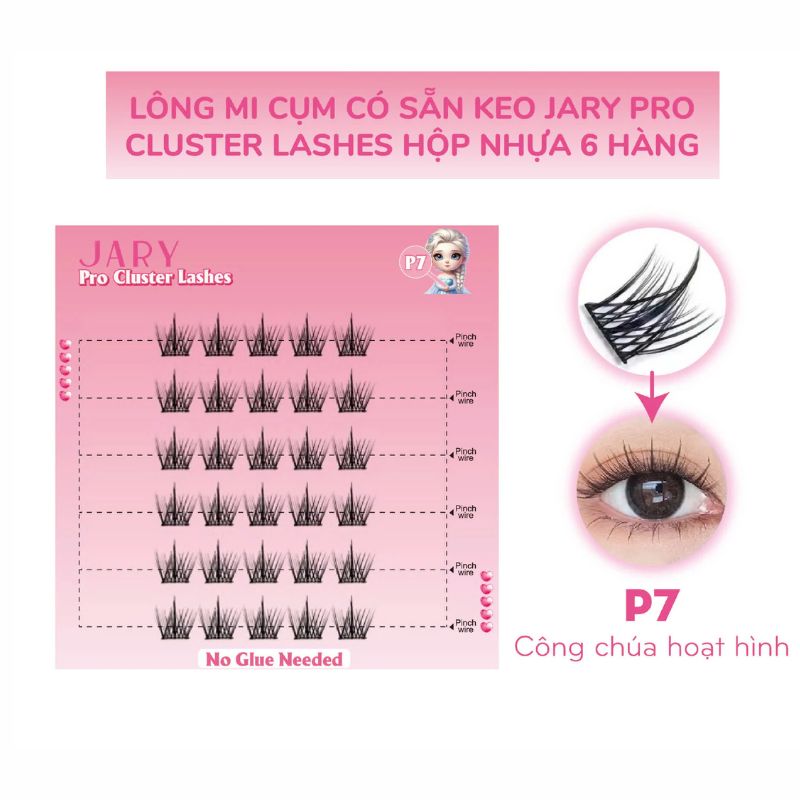 Lông Mi Giả Jary Pro Cluster Lashes Có Sẵn Keo - Fullbox P7 Công Chúa Hoạt Hình