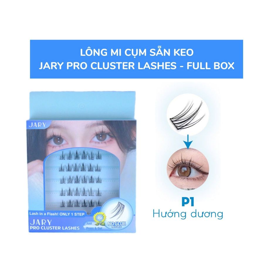 Lông Mi Giả Jary Pro Cluster Lashes Hộp Nhựa 6 Hàng Full Vỏ - P1 Hướng Dương