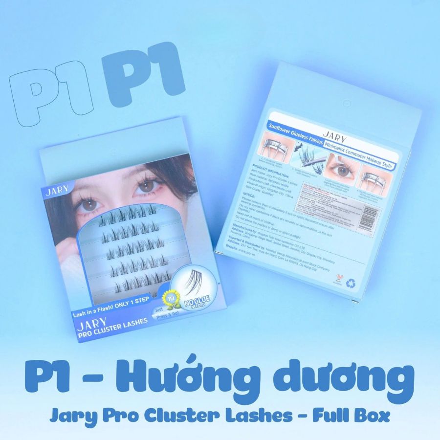 Lông Mi Giả Jary Pro Cluster Lashes Hộp Nhựa 6 Hàng Full Vỏ - P1 Hướng Dương