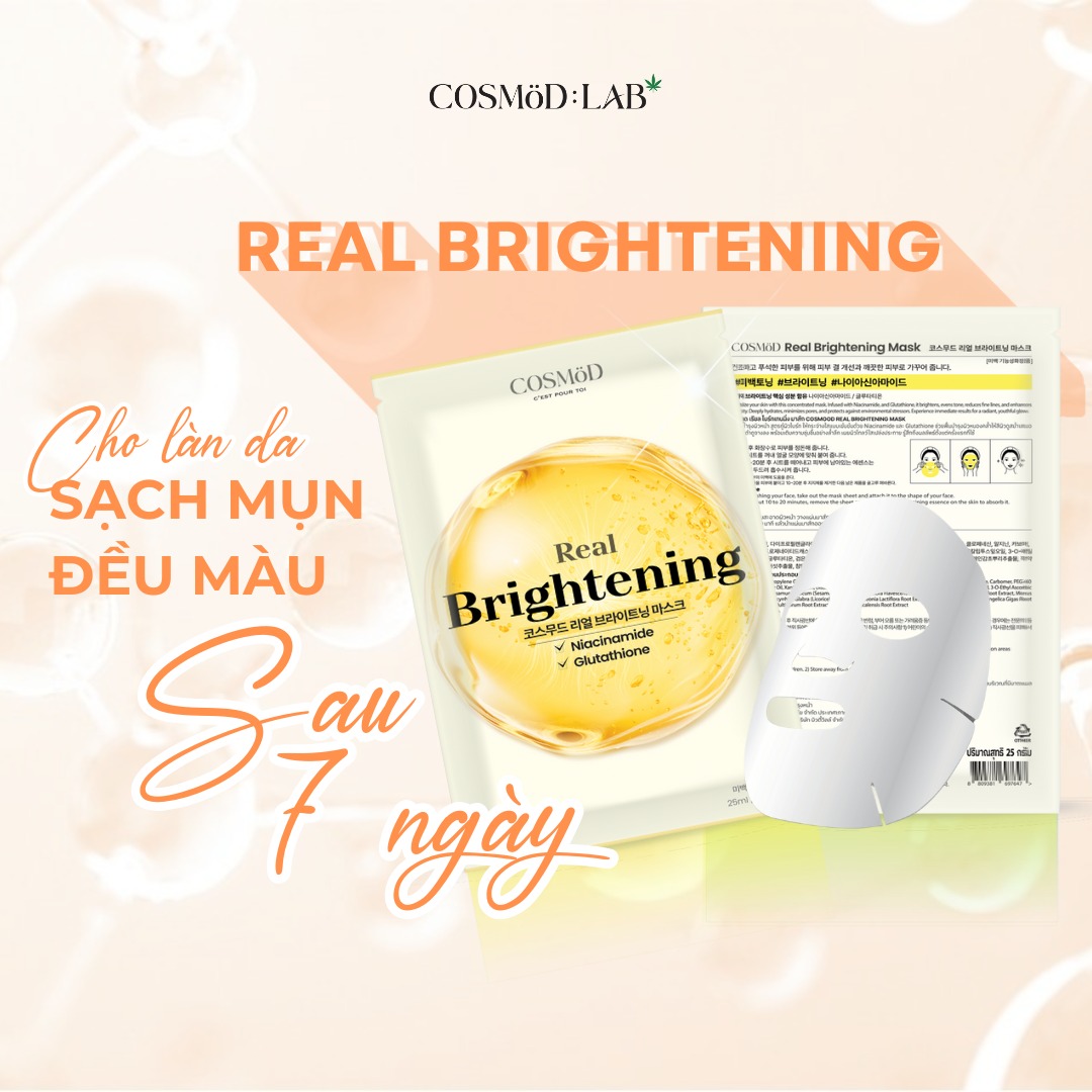 Mặt Nạ Cosmod Real Brightening Niacinamide Glutathione - Vàng