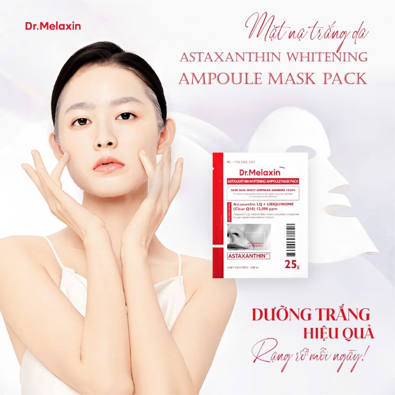 Mặt Nạ Dr.Melaxin Astaxanthin Whitening Ampoule Dưỡng Trắng (Đỏ)