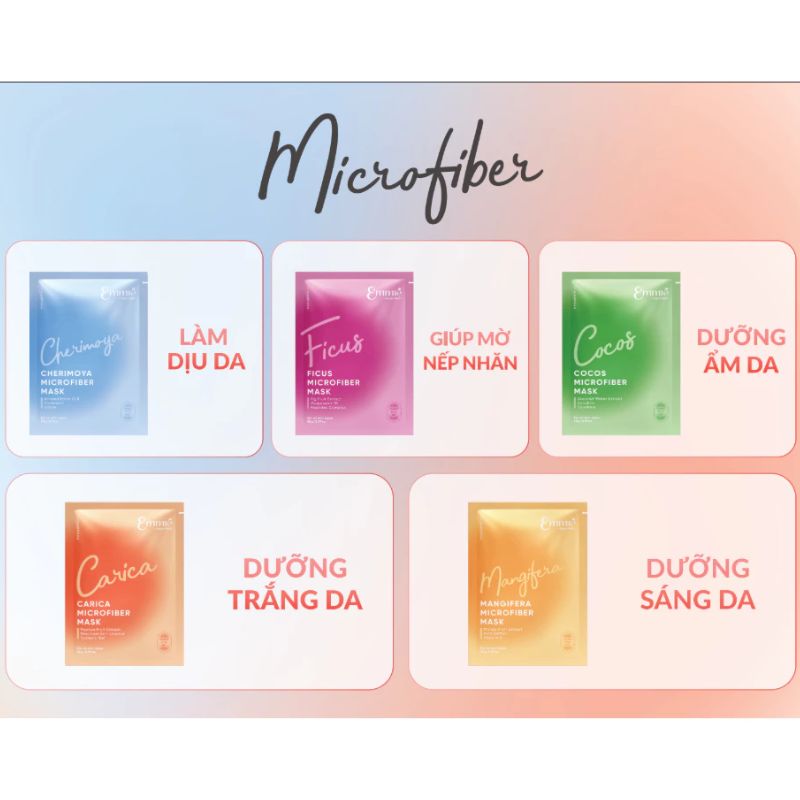 Mặt Nạ Emmié Microfiber Mask - Cầu Sung Dừa Đủ Xoài - Hộp 10 Miếng