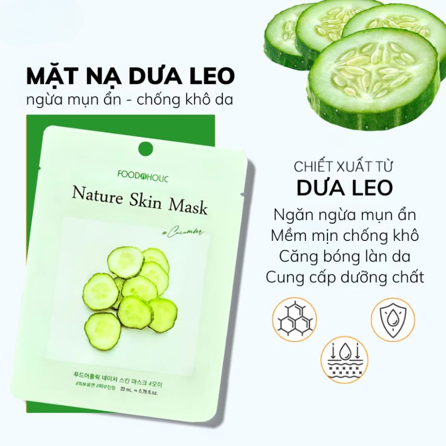 Mặt Nạ Food A Holic Cucumber Dưỡng Da Giúp Da Mềm Mịn 1PCS