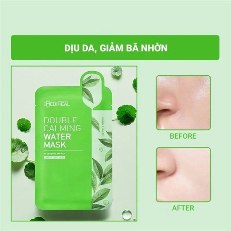 Mặt Nạ Mediheal Double Calming Water Mask - Xanh Lá (Túi 15 Miếng)