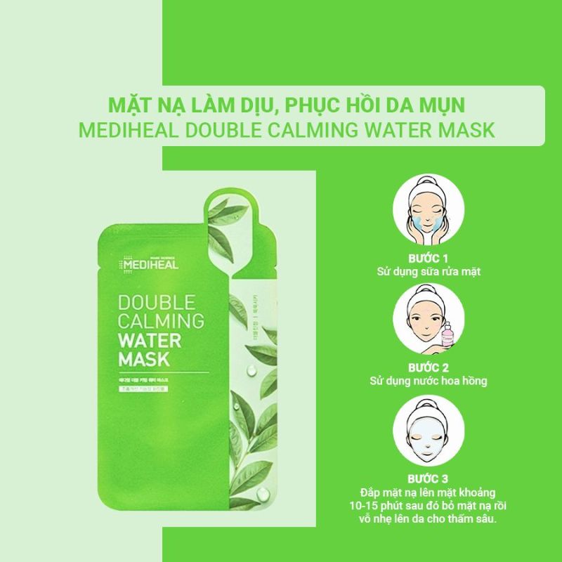 Mặt Nạ Mediheal Double Calming Water Mask - Xanh Lá (Túi 15 Miếng)