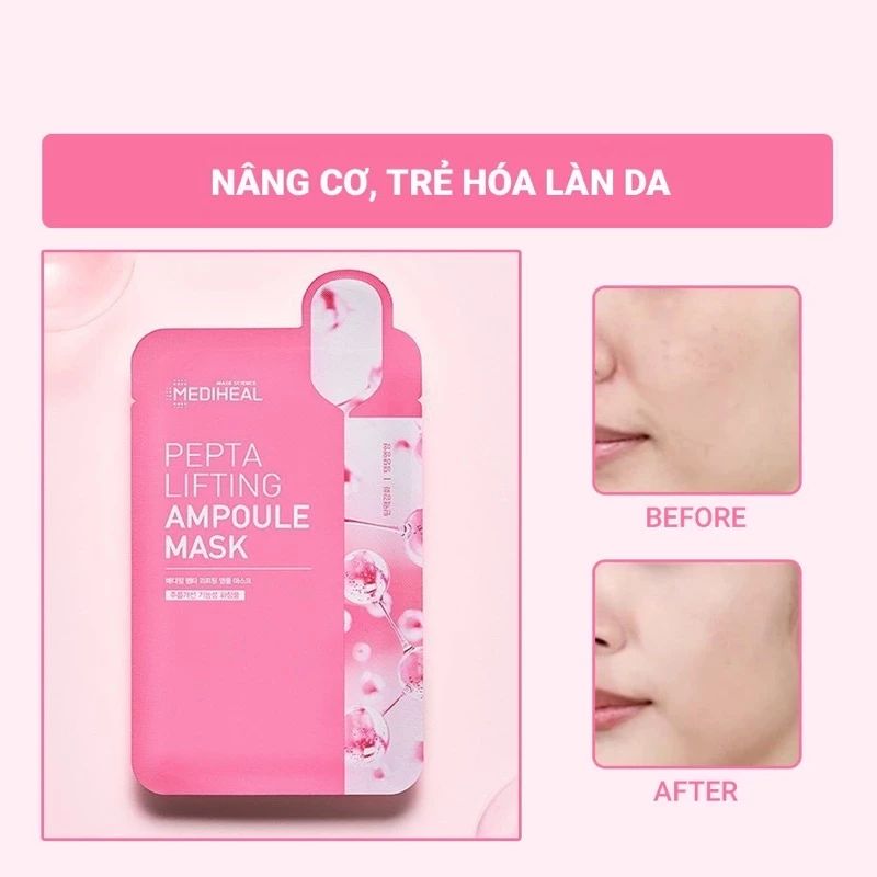 Mặt Nạ Mediheal Pepta Lifting Ampoule Mask - Hồng (Túi 15 Miếng)