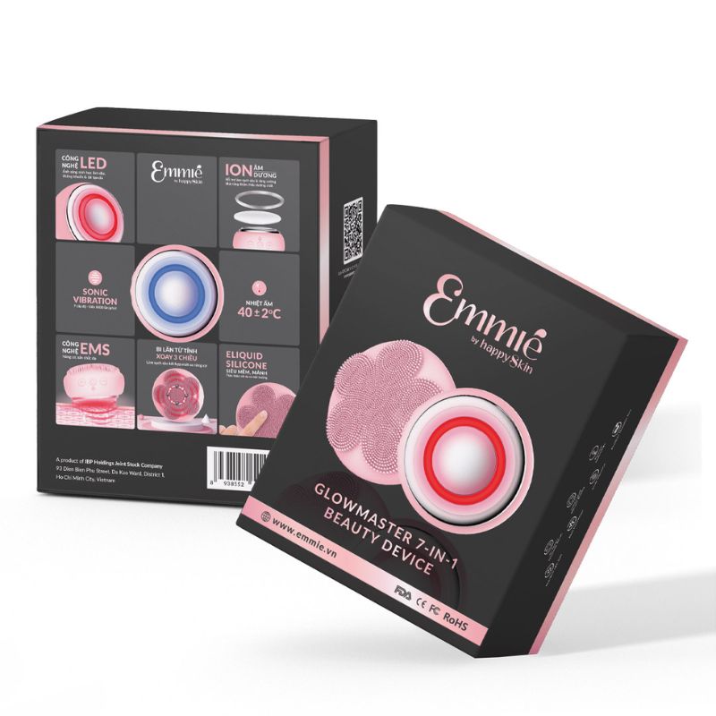 Máy Chăm Sóc Da Emmié by HappySkin Glowmaster 7 in 1 Beauty Device - Pink