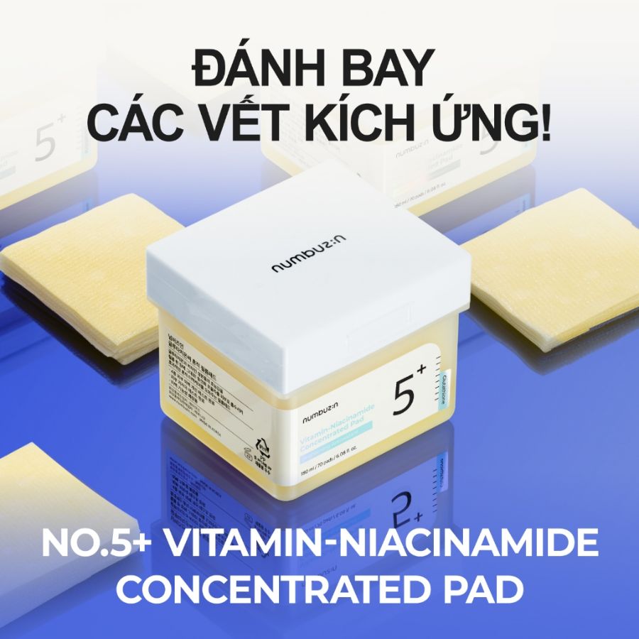 Nước Hoa Hồng Numbuzin Dạng Miếng Toner Pad Loại Bỏ Tế Bào Chết No.5 Vitamin - Niacinamide Concentrated