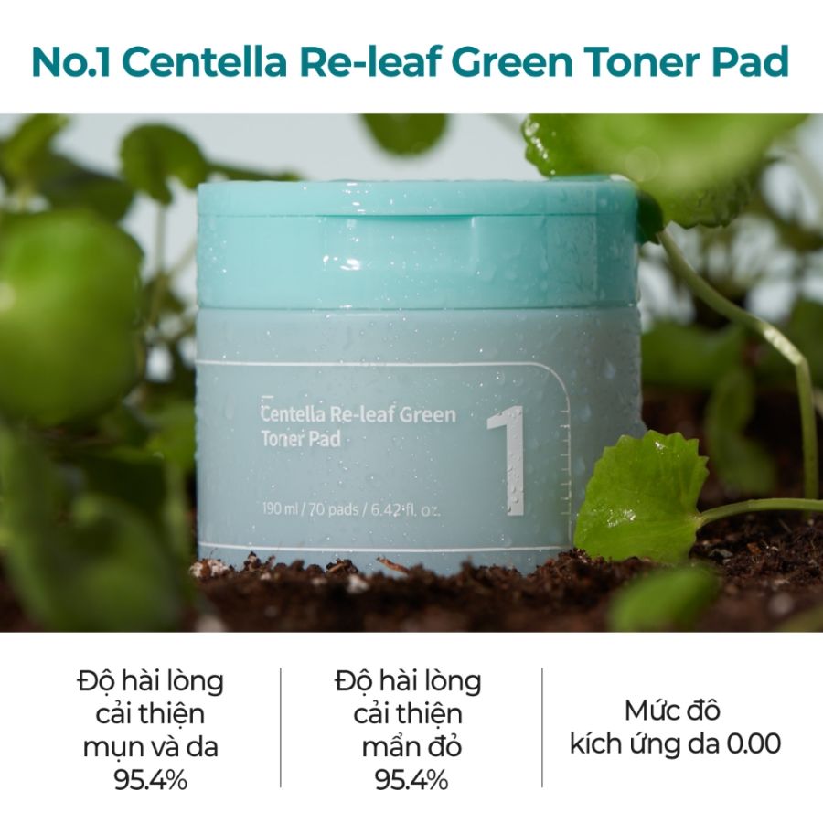 Nước Hoa Hồng Numbuzin Dạng Miếng Toner Pad No.1 Centella Re-leaf Green