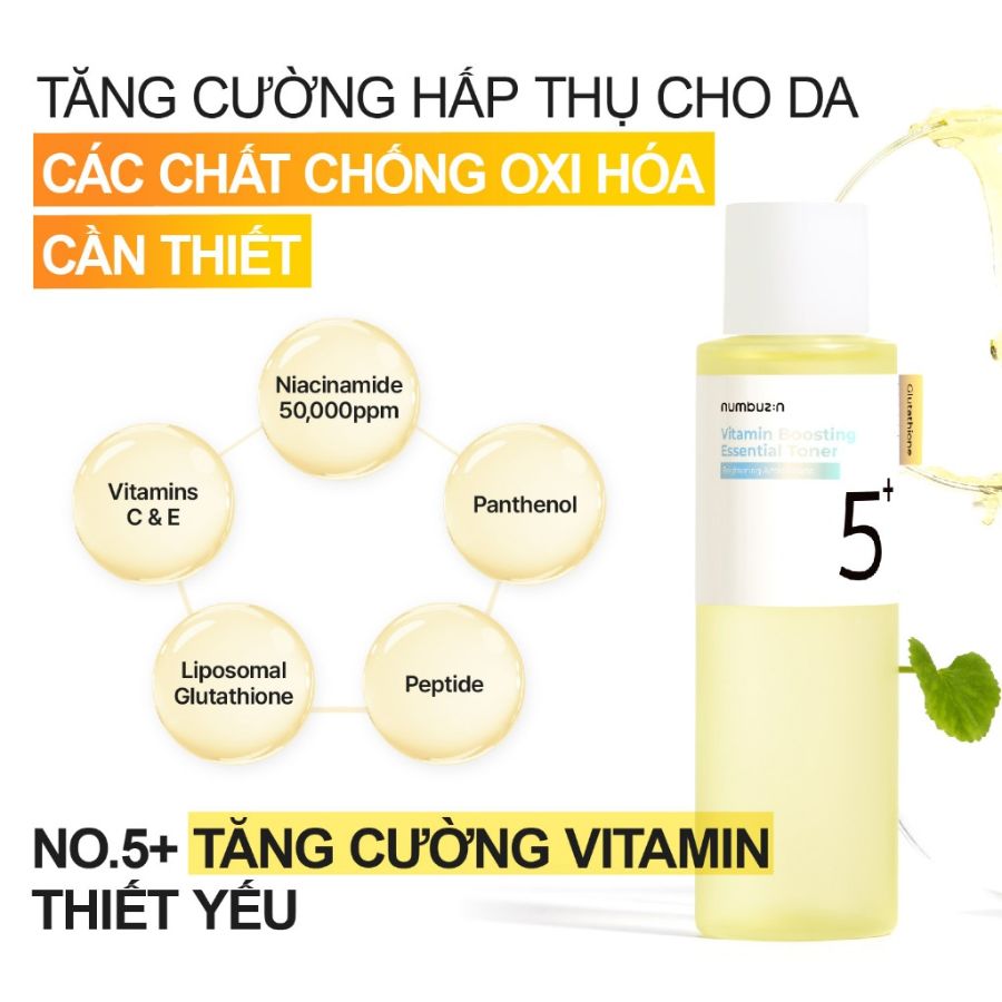 Nước Hoa Hồng Numbuzin Vitamin Boosting Essential Glutathion