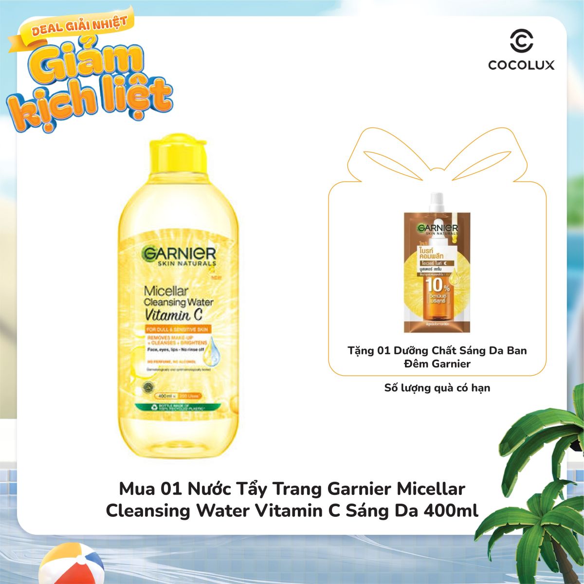 Nước Tẩy Trang Garnier Micellar Cleansing Water Vitamin C Sáng Da 400ml
