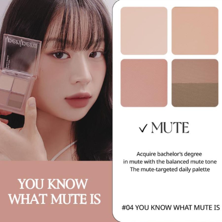 Phấn Mắt Peripera Ink 4 Ô Pocket Shadow Palette 04 You Know What Mute Is