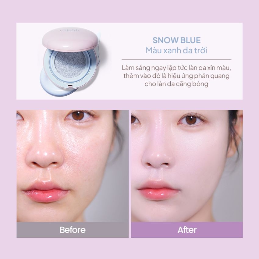 Phấn Nước Espoir Dewlike Jello Tone Up Cushion Điều Chỉnh Tông Da - 3 Snow Blue