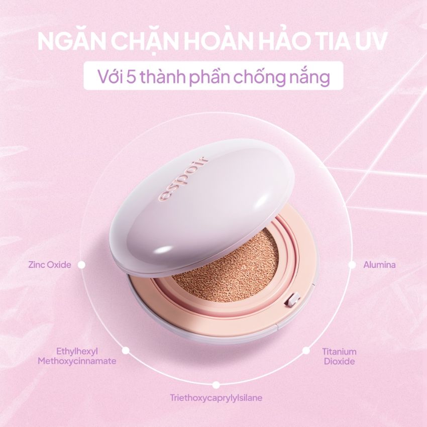 Phấn Nước Espoir Kèm Túi Dewlike Jello Tone Up Cushion Điều Chỉnh Tông Da - 2 Neutral Mauve