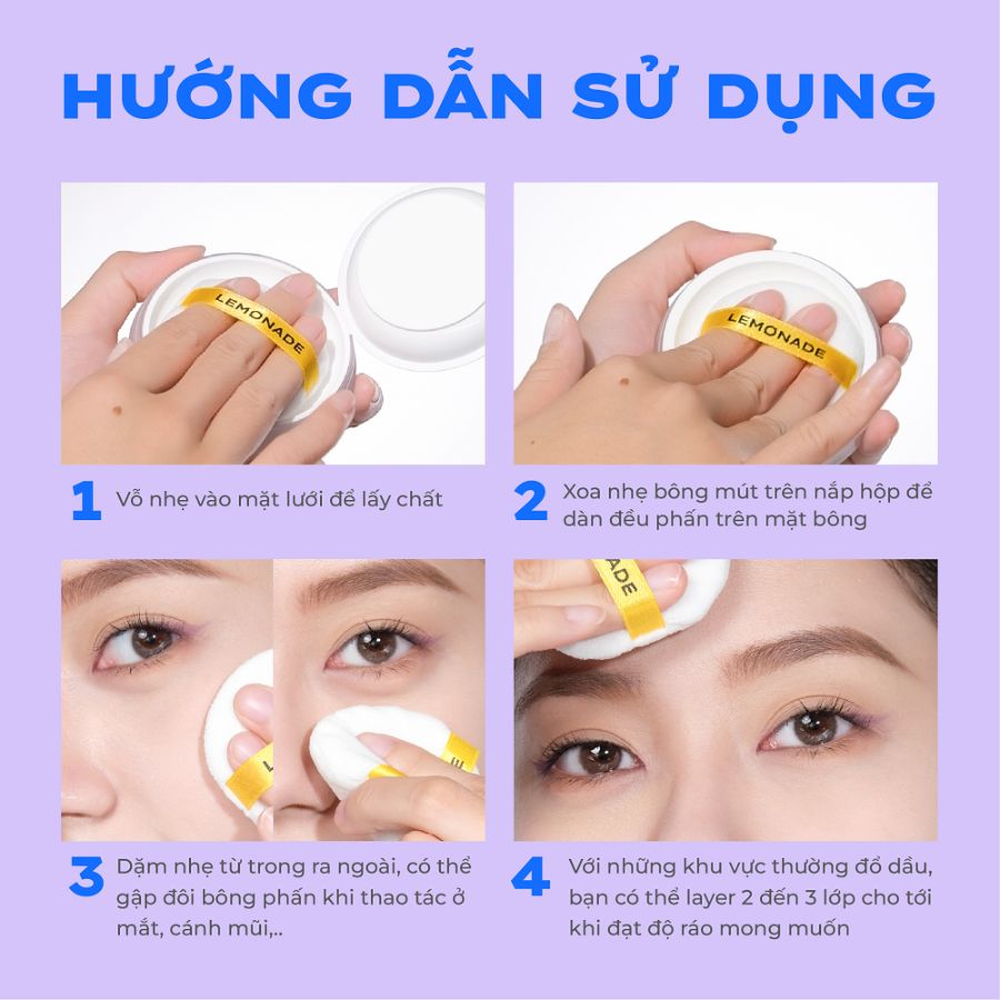 Phấn Phủ Bột Lemonade Supermatte No Makeup Loose Powder (Màu Tím)