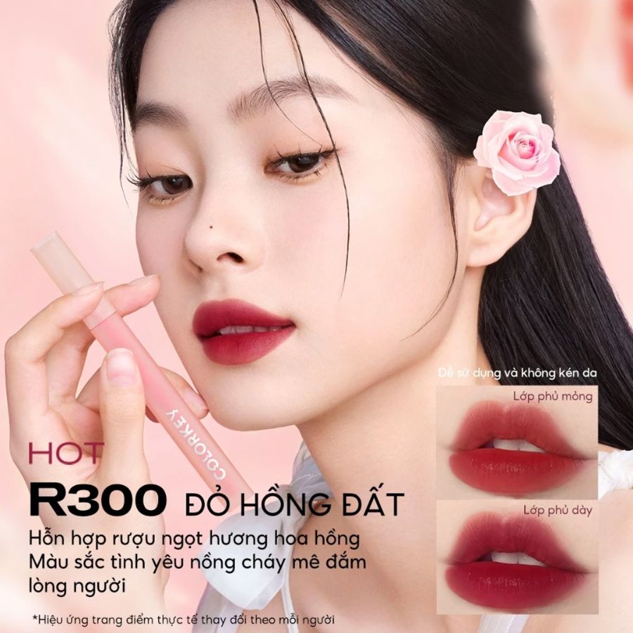 Son Tint Colorkey Soft Matte Water Tint R300  Đỏ Hồng Đất