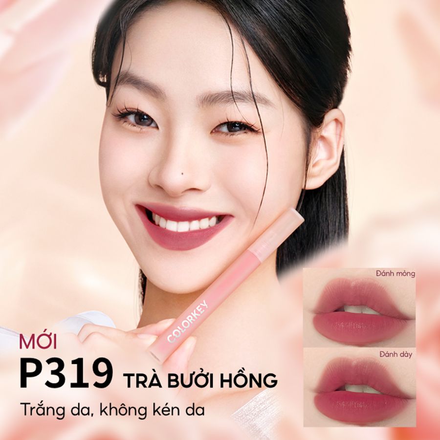 Son Tint Colorkey Soft Matte Water Tint P319  Trà Bưởi Hồng