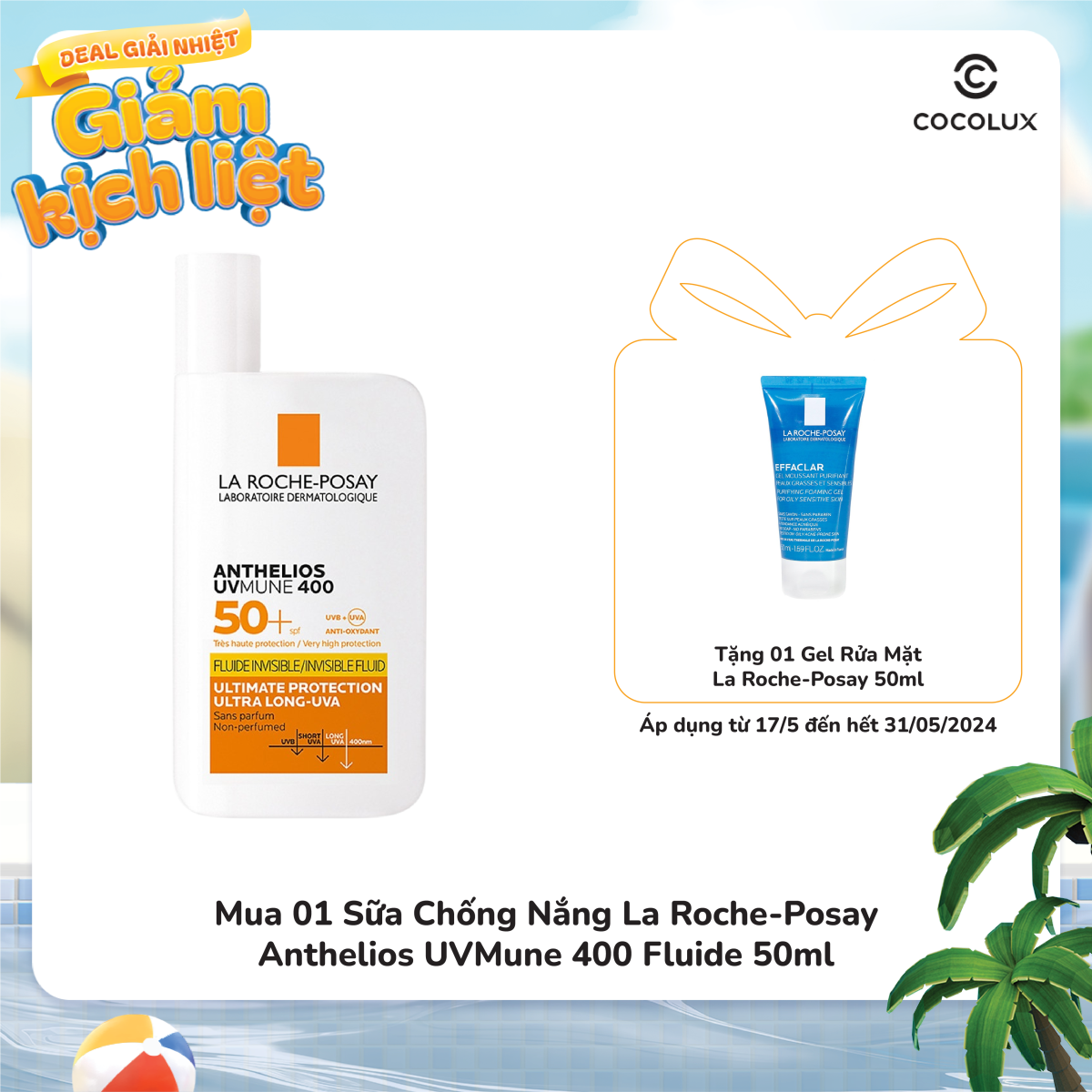 Sữa Chống Nắng La Roche-Posay Anthelios UVMune 400 Fluide Invisible SPF50+ 50ml