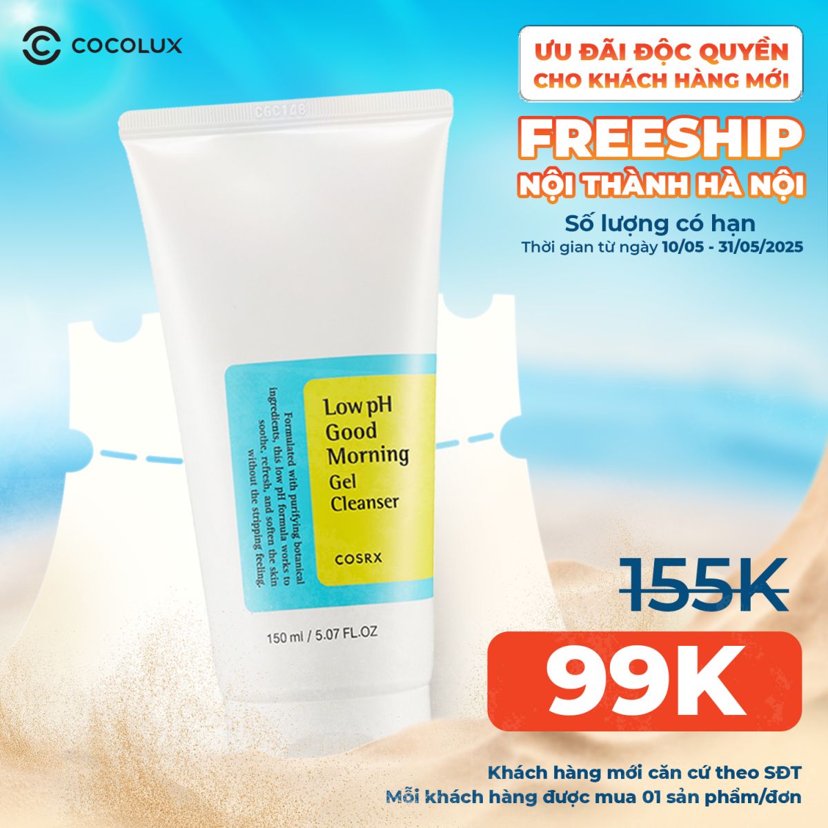 Sữa Rửa Mặt Cosrx Low pH Good Morning Gel Cleanser 150ml