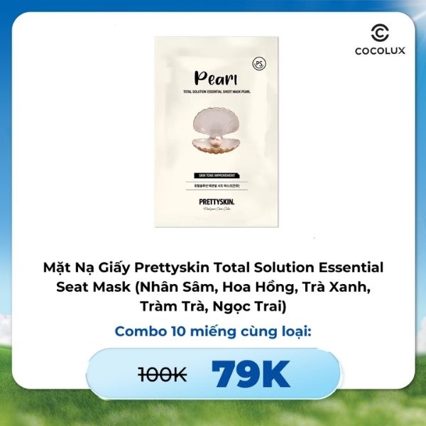 Mặt Nạ Giấy Prettyskin Total Solution Essential Seat Mask Pearl - Ngọc Trai