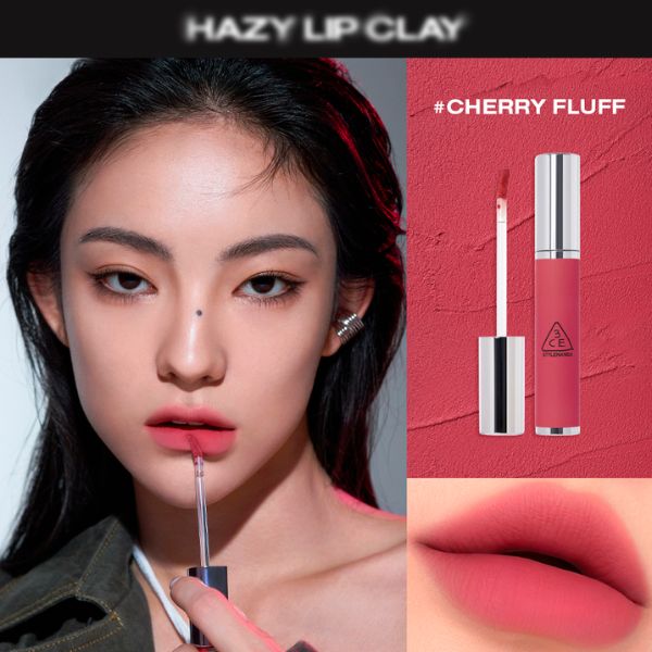 3CE Hazy Lip Clay #Cherry Fluff: Màu Đỏ Hồng Đất