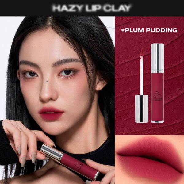 3CE Hazy Lip Clay #Plum Pudding: Màu Đỏ Hồng Tía