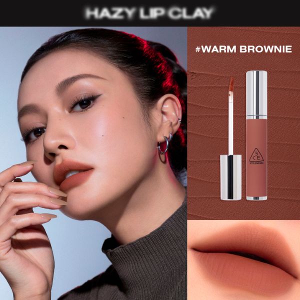 3CE Hazy Lip Clay #Warm Brownie: Màu Cam Nâu Tây