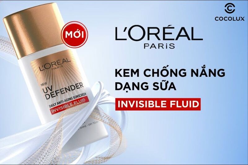 Thiết kế bao b&igrave; của Kem Chống Nắng Loreal UV Defender Serum Invisible Fluid
