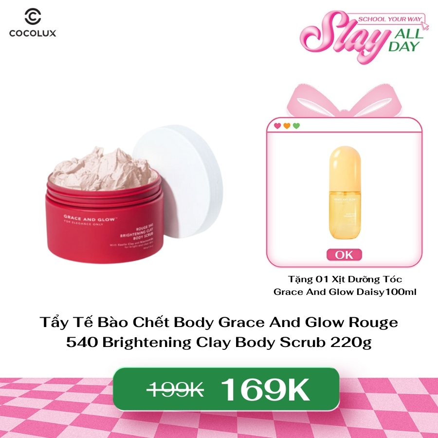 Tẩy Tế Bào Chết Body Grace And Glow Rouge 540 Brightening Clay Body Scrub 220g