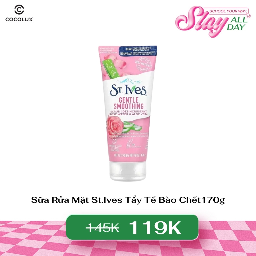 Sữa Rửa Mặt St.Ives Tẩy Tế Bào Chết - Rose Water & Aloe Vera 170g