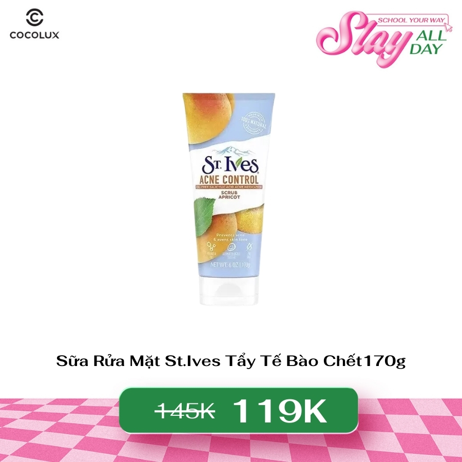 Sữa Rửa Mặt St.Ives Tẩy Tế Bào Chết - Acne Control Apricot 170g