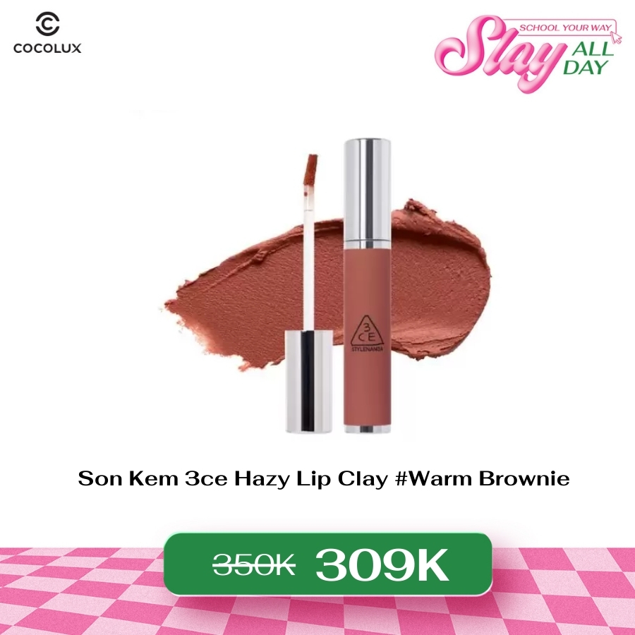 Son kem lì 3CE Hazy Lip Clay - Warm Brownie