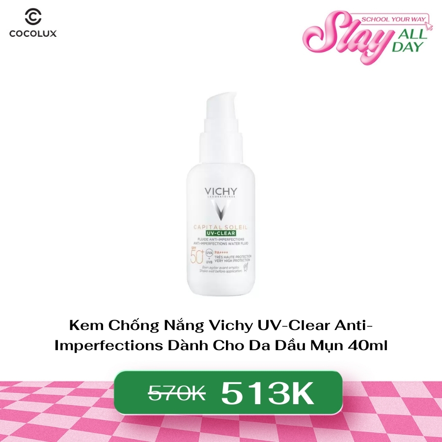 Kem Chống Nắng Vichy UV-Clear Anti-Imperfections Dành Cho Da Dầu Mụn 40ml