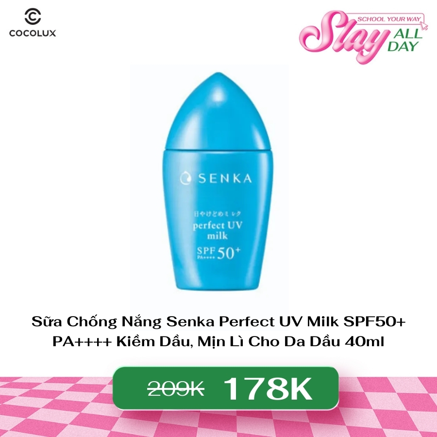 Sữa Chống Nắng Senka Perfect UV Milk SPF50+ PA++++ Kiềm Dầu, Mịn Lì Cho Da Dầu 40ml