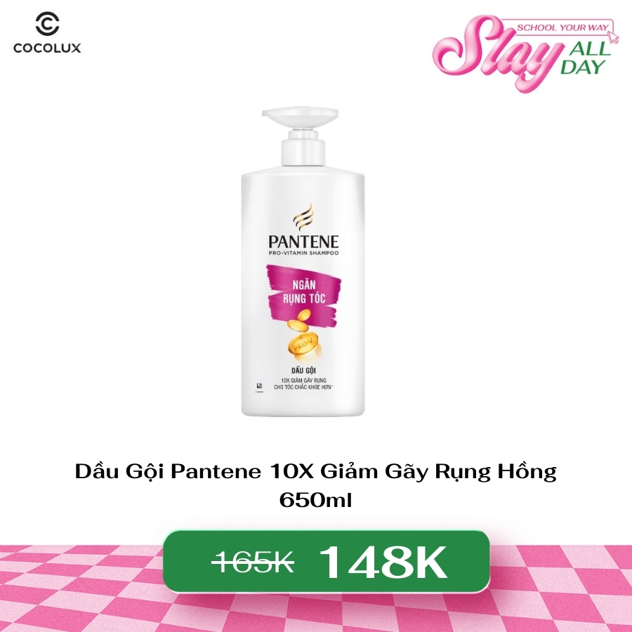 Dầu Gội Pantene 10X Ngăn Rụng Tóc Giảm Gãy Rụng Hồng 650ml