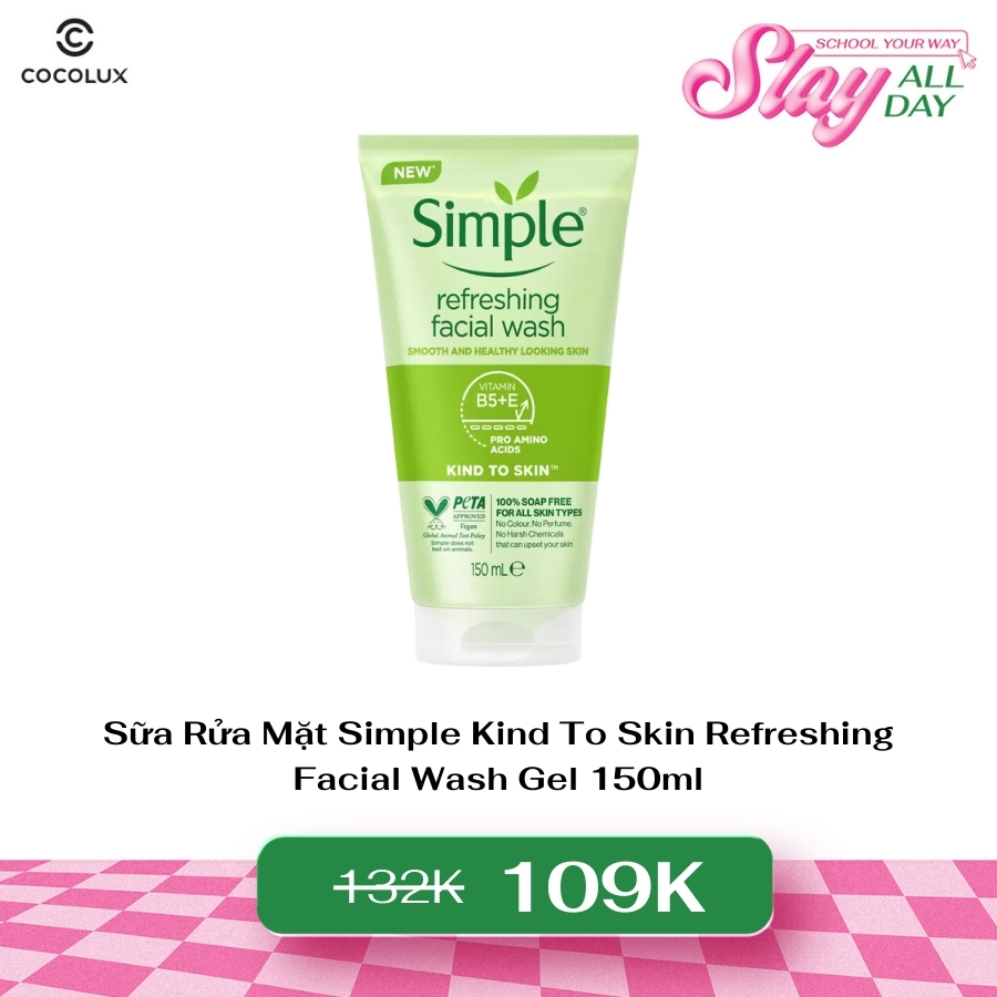 Sữa Rửa Mặt Simple Kind To Skin Refreshing Facial Wash Gel 150ml