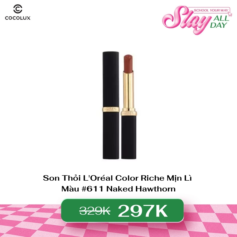 Son Thỏi L'Oréal Color Riche Mịn Lì Căng Mướt 611 Naked Hawthorn