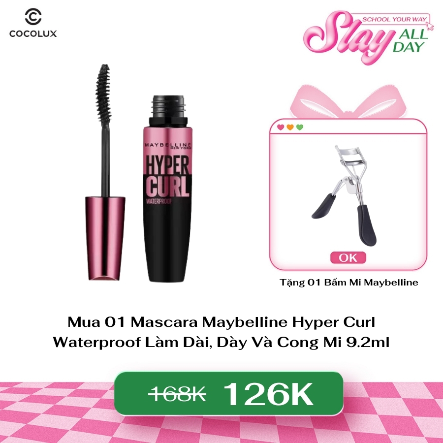 ​​Mascara Maybelline Hyper Curl Waterproof Làm Dài, Dày Và Cong Mi 9.2ml