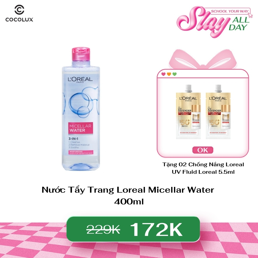 Nước Tẩy Trang L'Oreal Micellar Water Dưỡng Ẩm Cho Da Thường Khô 400ml