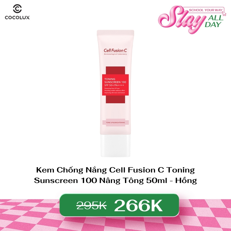 Kem Chống Nắng Cell Fusion C Toning Sunscreen 100 Nâng Tông 50ml - Hồng