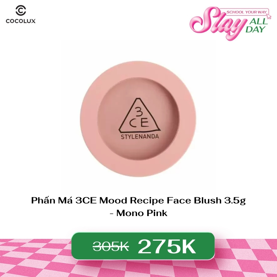 Phấn Má 3CE Mood Recipe Face Blush Mono Pink