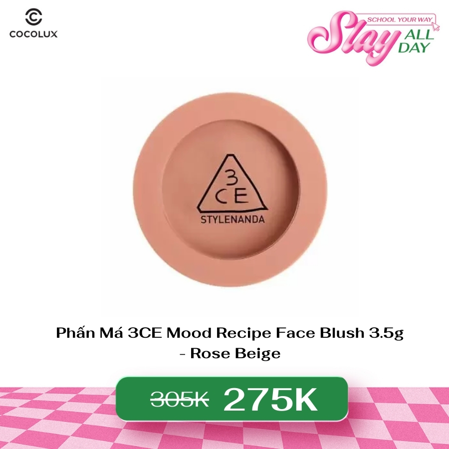 Phấn Má 3CE Mood Recipe Face Blush Rose Beige