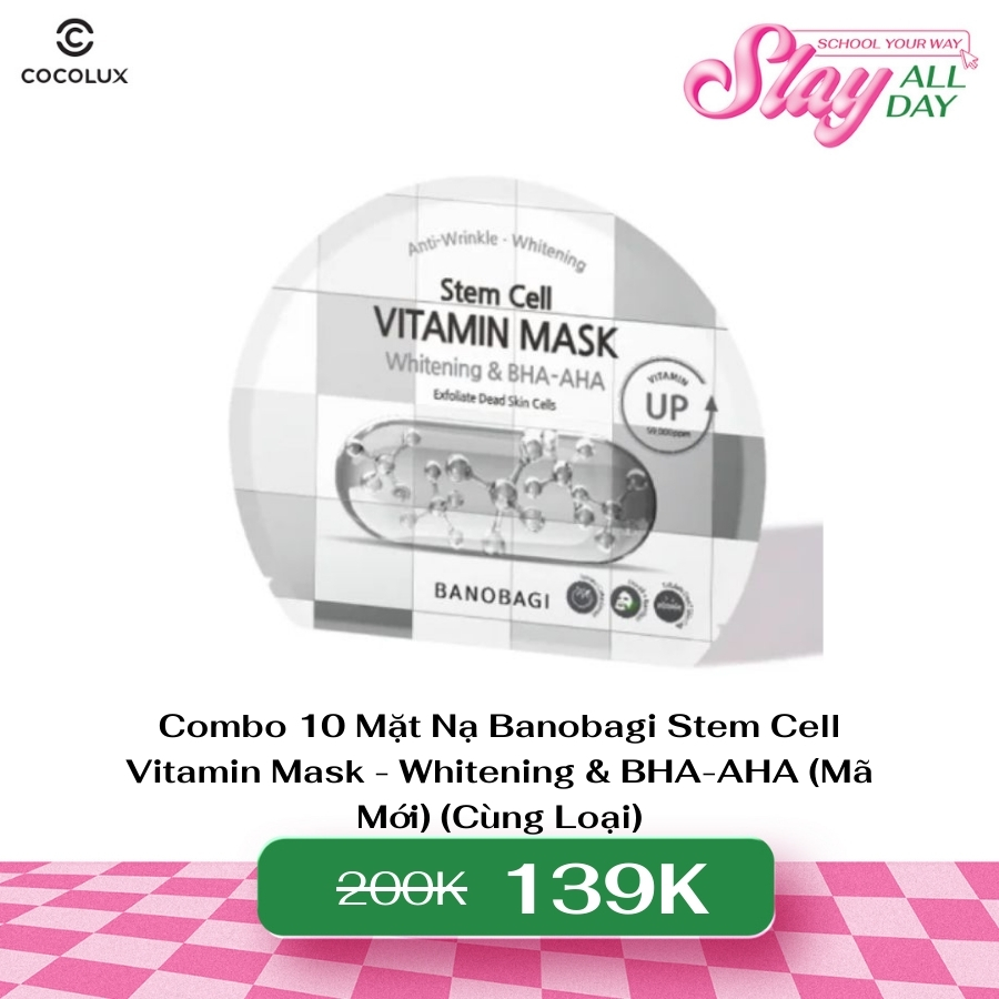 Mặt Nạ Banobagi Stem Cell Vitamin Mask - Whitening & BHA-AHA