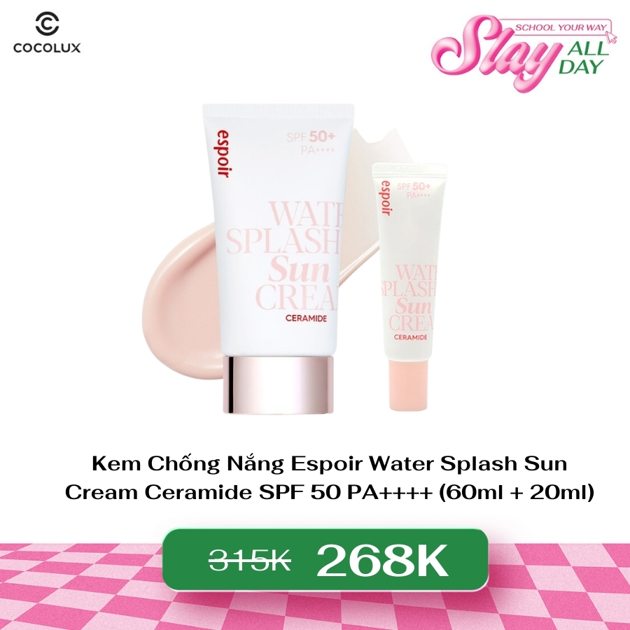 Kem Chống Nắng Espoir Water Splash Sun Cream Ceramide SPF 50 PA++++ (60ml + 20ml)