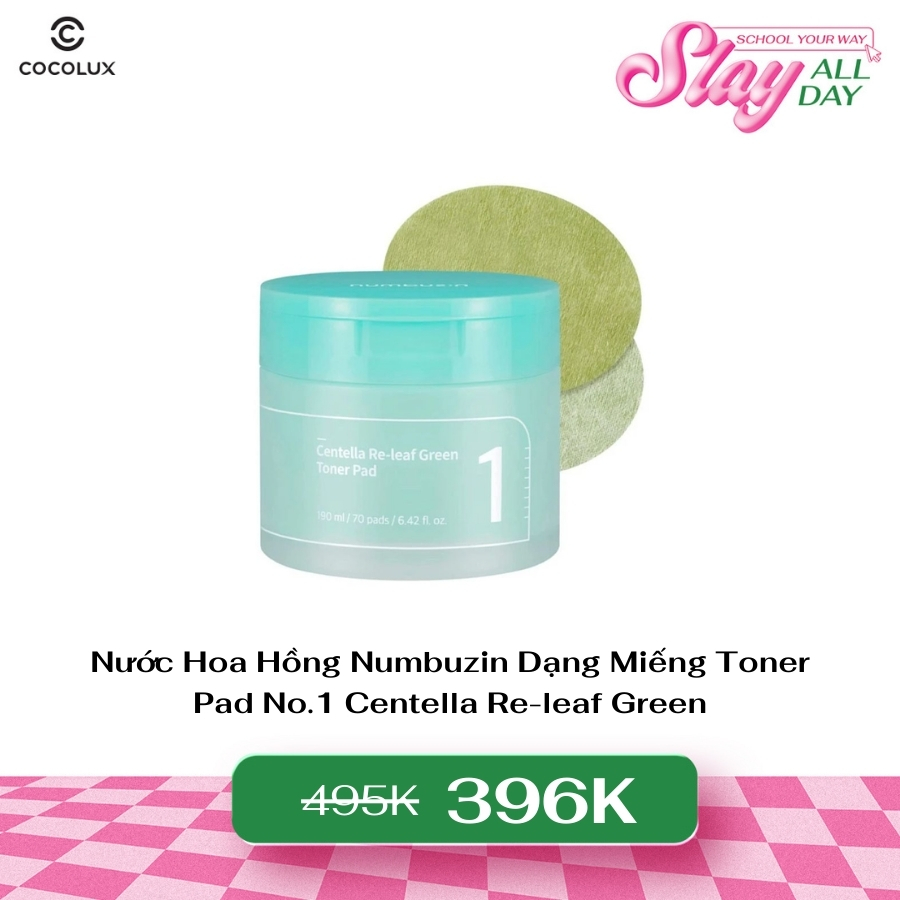 Nước Hoa Hồng Numbuzin Dạng Miếng Toner Pad No.1 Centella Re-leaf Green