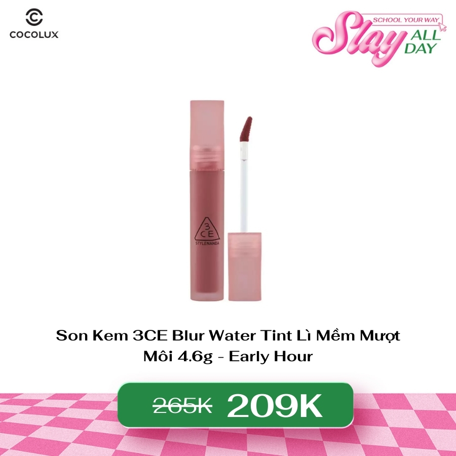 Son Kem 3CE Blur Water Tint Lì Mềm Mượt Môi 4.6g - Early Hour